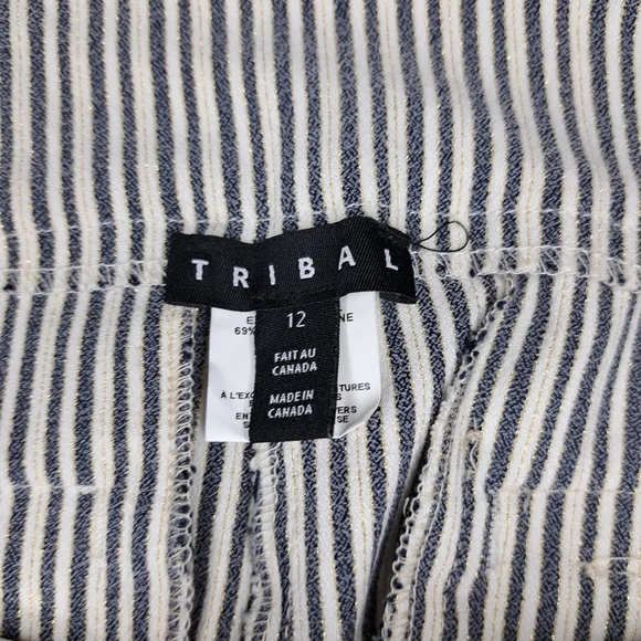 Tribal Black and White Striped Capris Women's Size 12 #52 - Picture 7 of 9